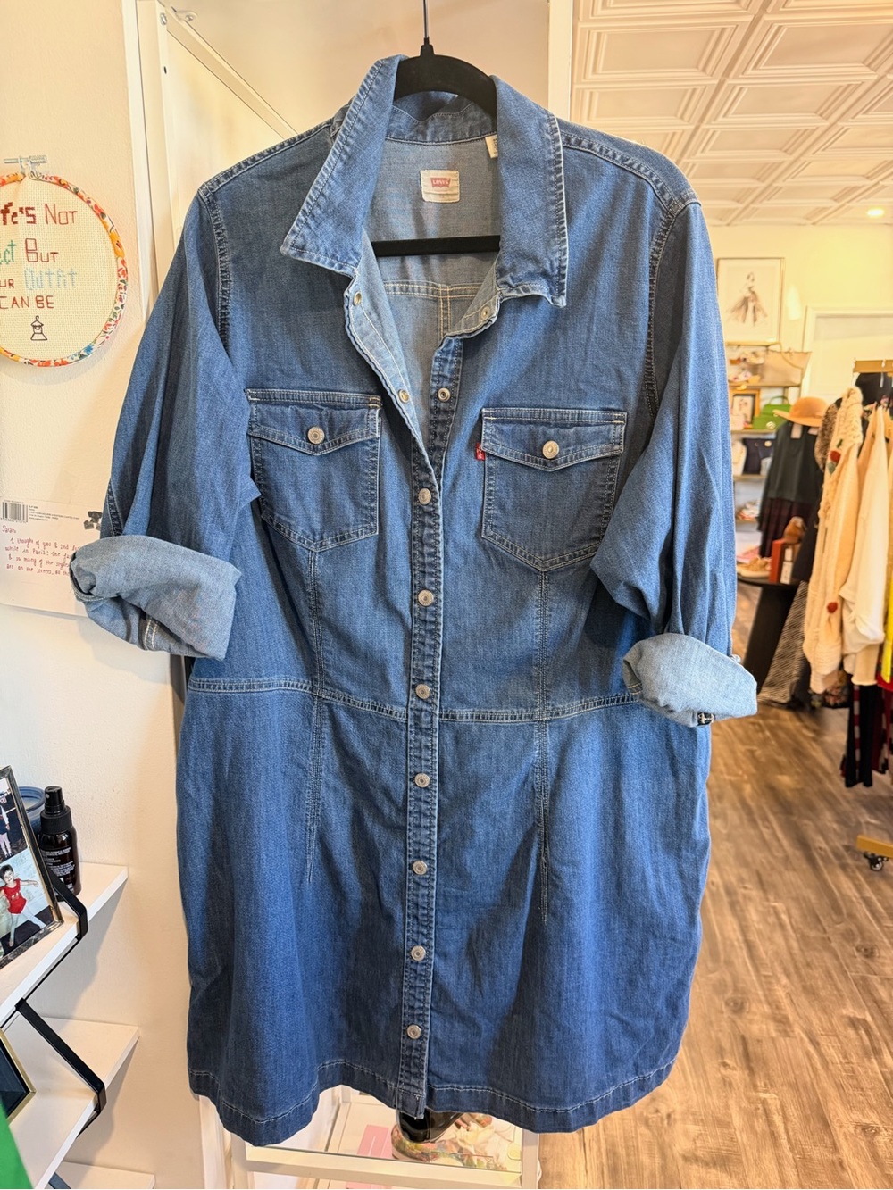 Levi's Medium Blue Denim Button-Front Dress